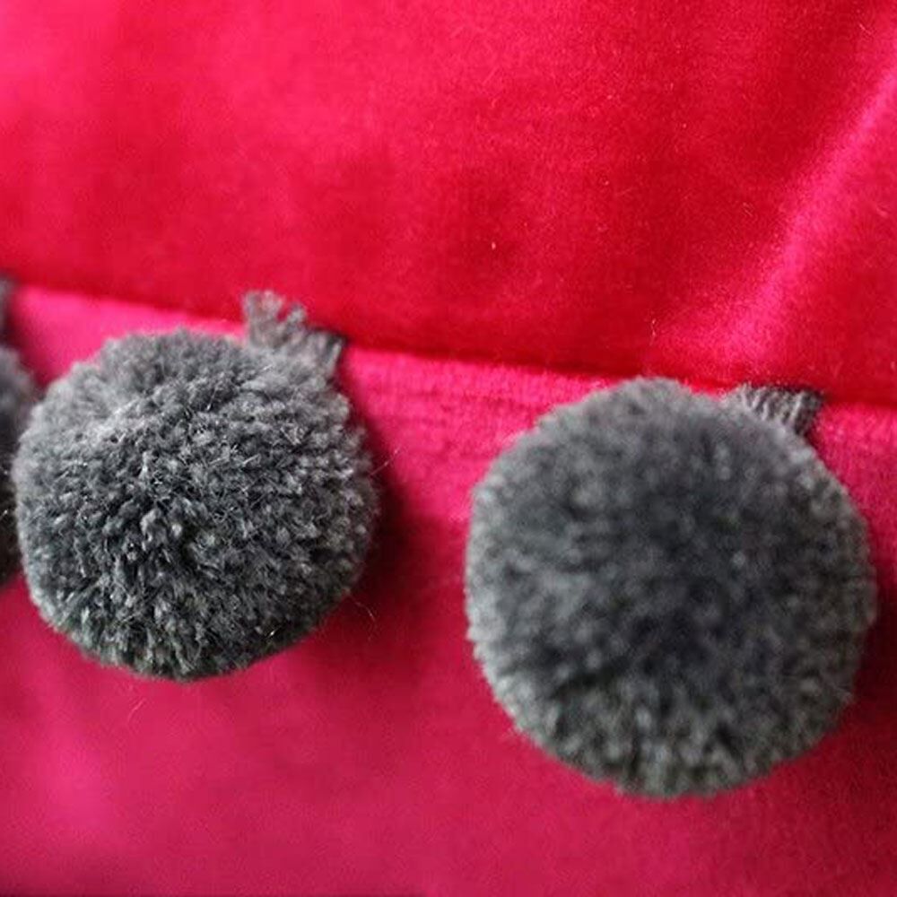 Paoletti Fiesta Cuscino In Velluto Con Pompon Colorati, 100% Poliestere