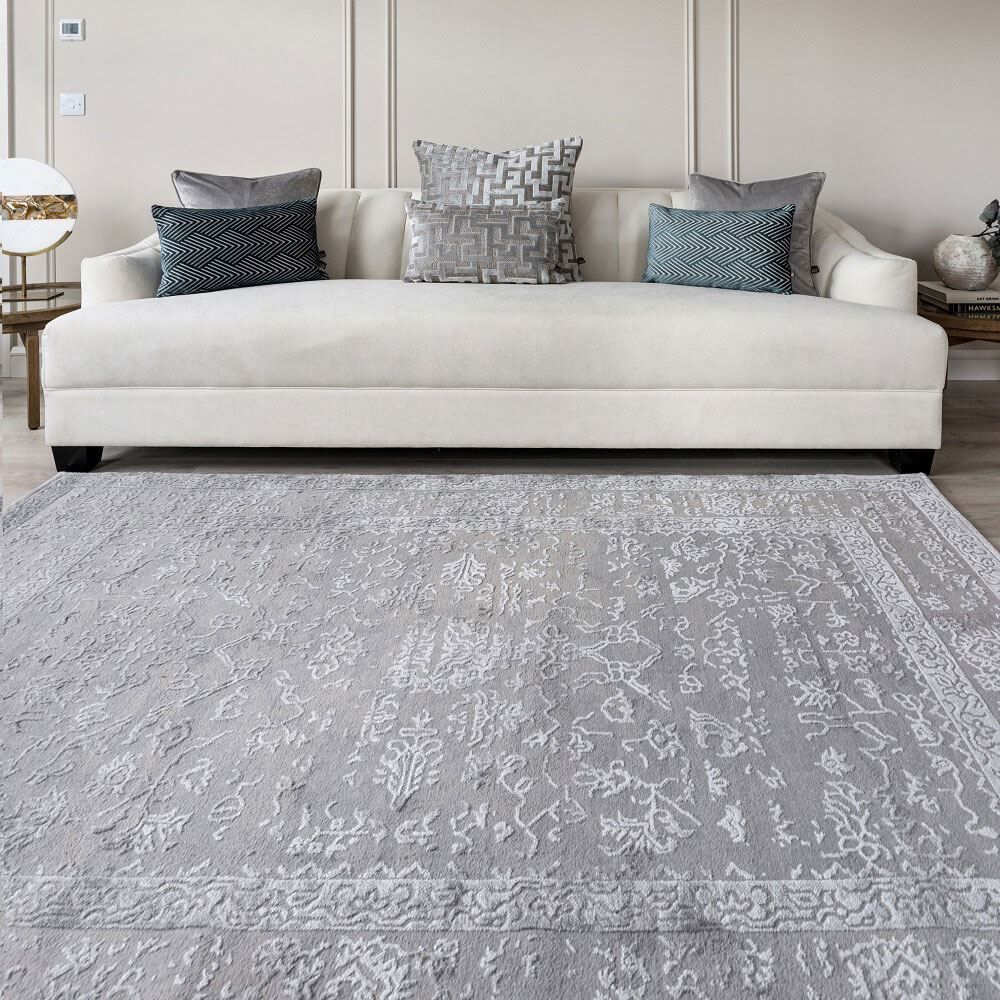 Scatter Box Camilla Damask Contemporary Textured Woven Rug | Linens Limited
